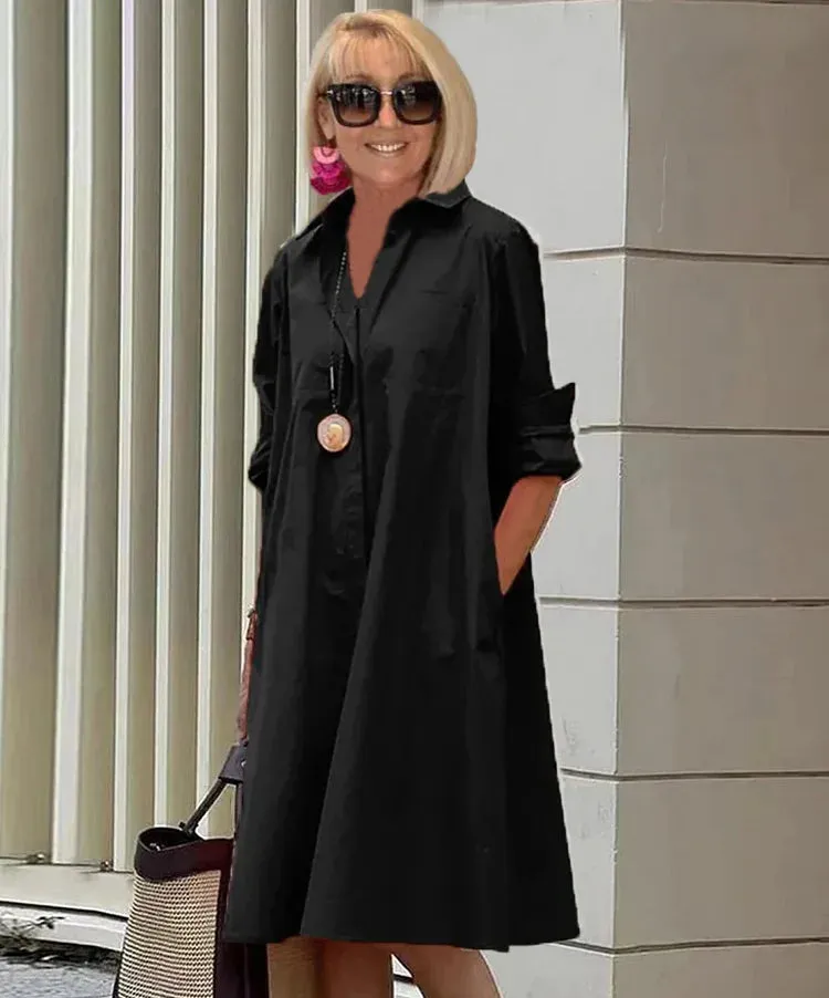 Bailey - Spring-Summer Temperament Shirt Collar Half-length Dress
