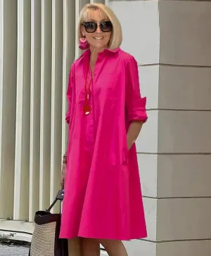 Bailey - Spring-Summer Temperament Shirt Collar Half-length Dress