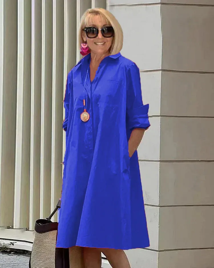 Bailey - Spring-Summer Temperament Shirt Collar Half-length Dress