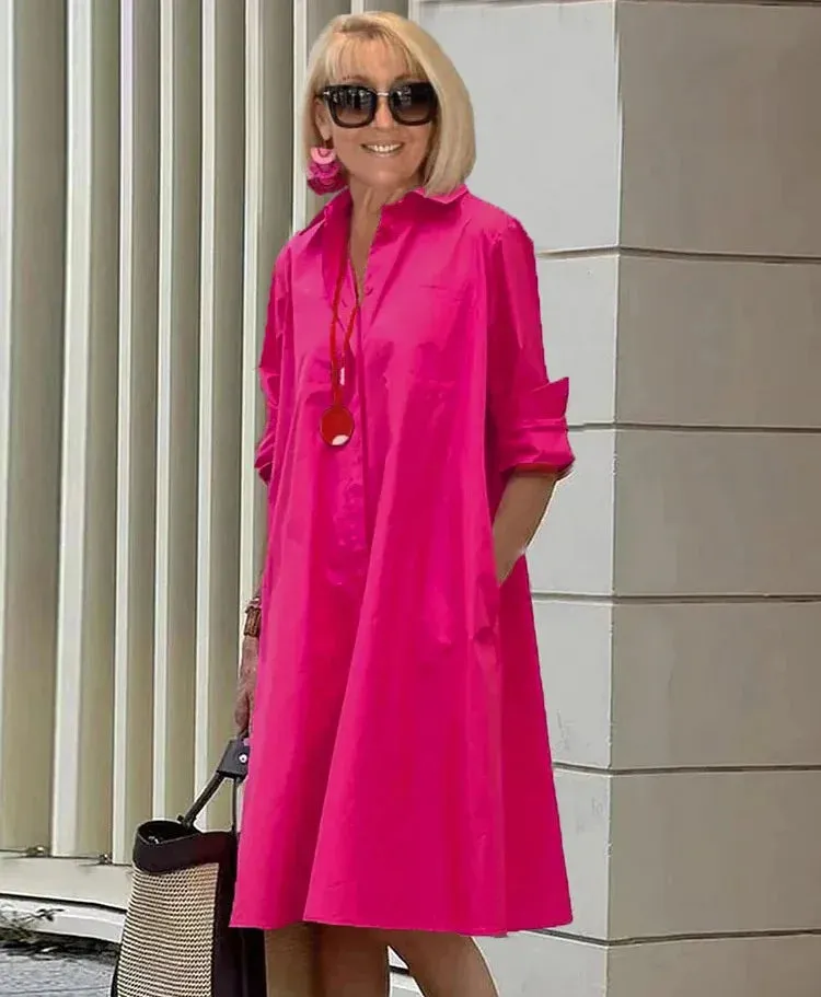 Bailey - Spring-Summer Temperament Shirt Collar Half-length Dress
