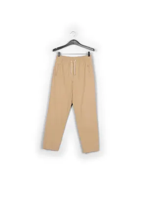 Beige cotton tapered pants
