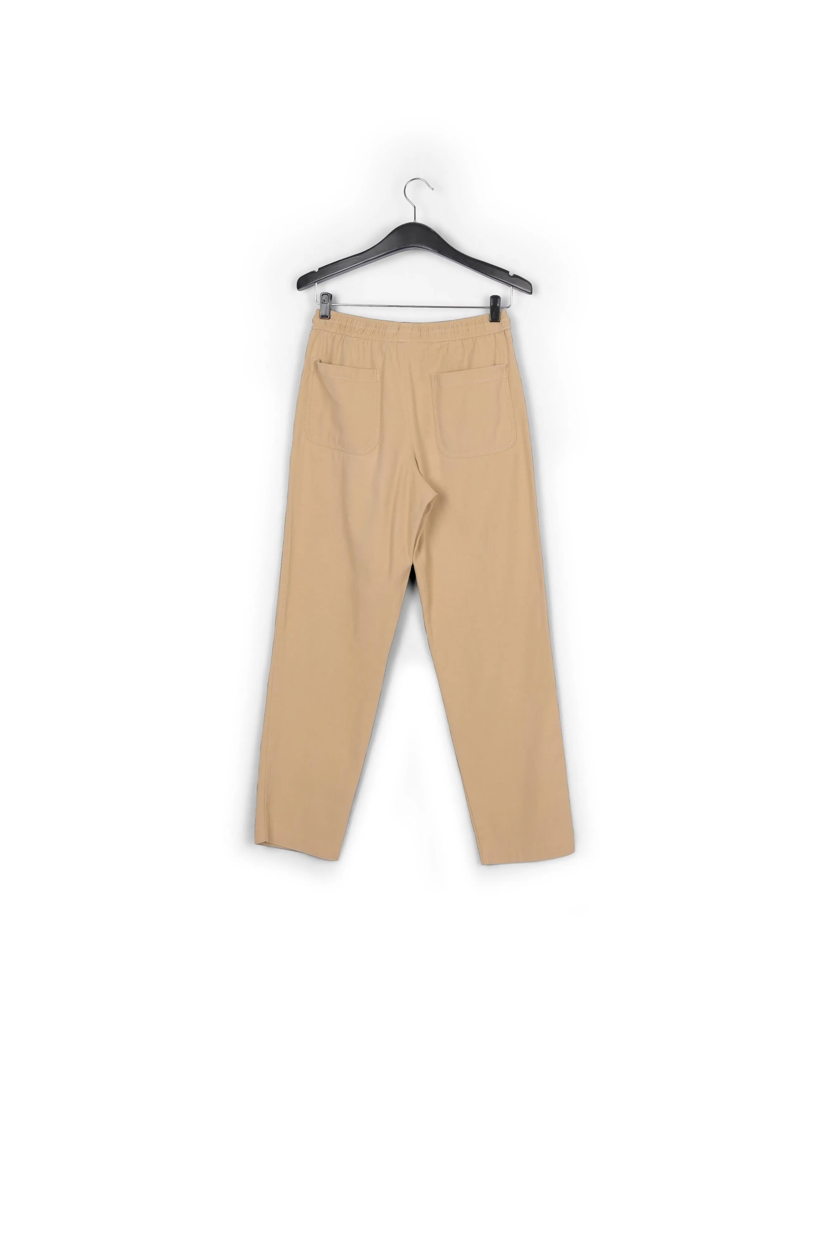 Beige cotton tapered pants
