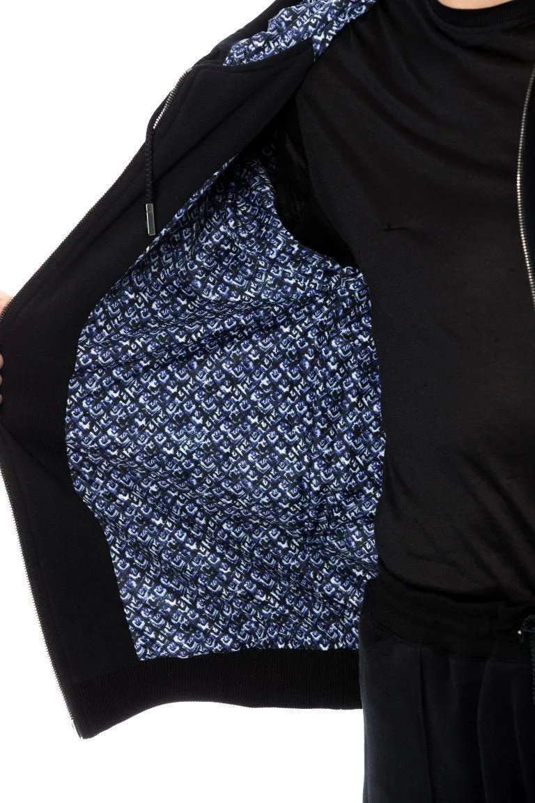 Black Cotton Hooded Sweatsuit