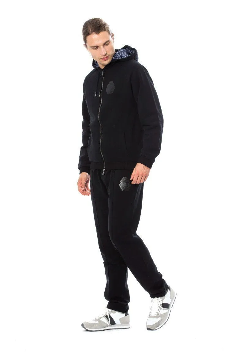 Black Cotton Hooded Sweatsuit