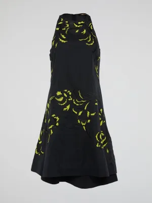 Black Embroidered Shift Dress