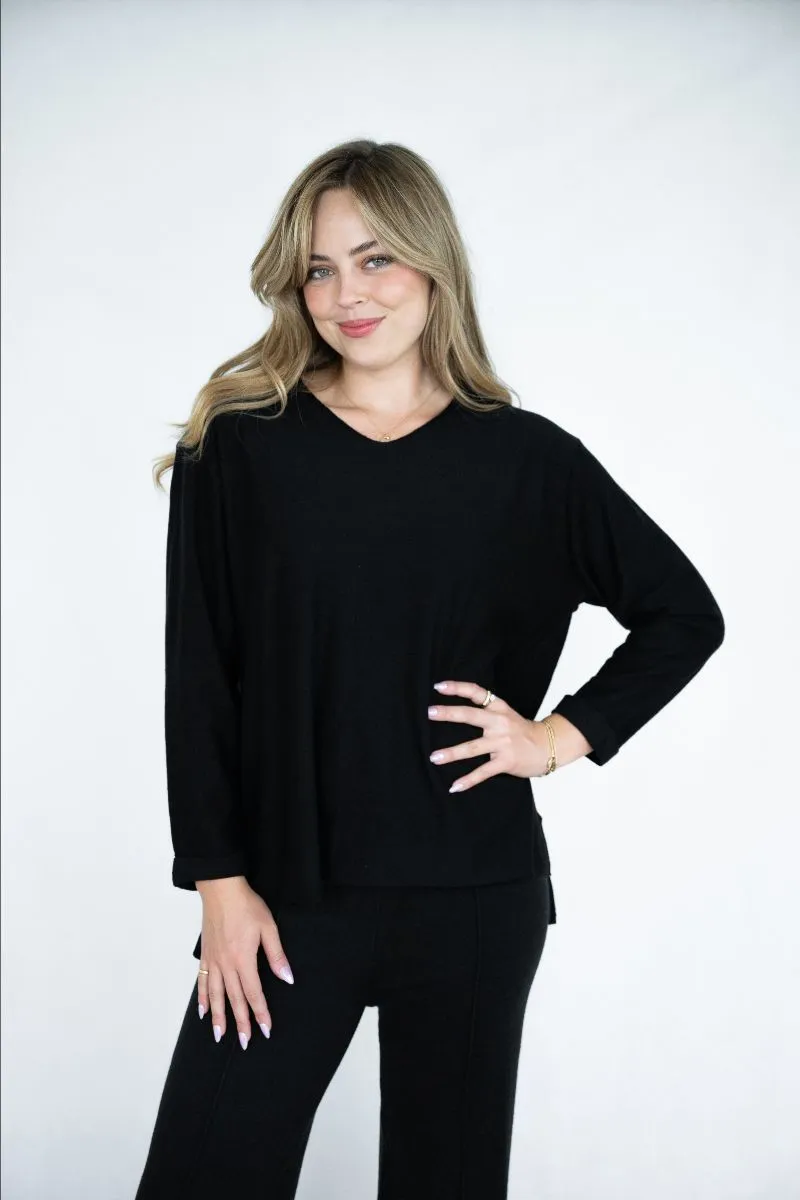 Black Fine Knit Top