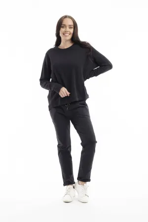 Black Knit Sweat Shirt - Orientique