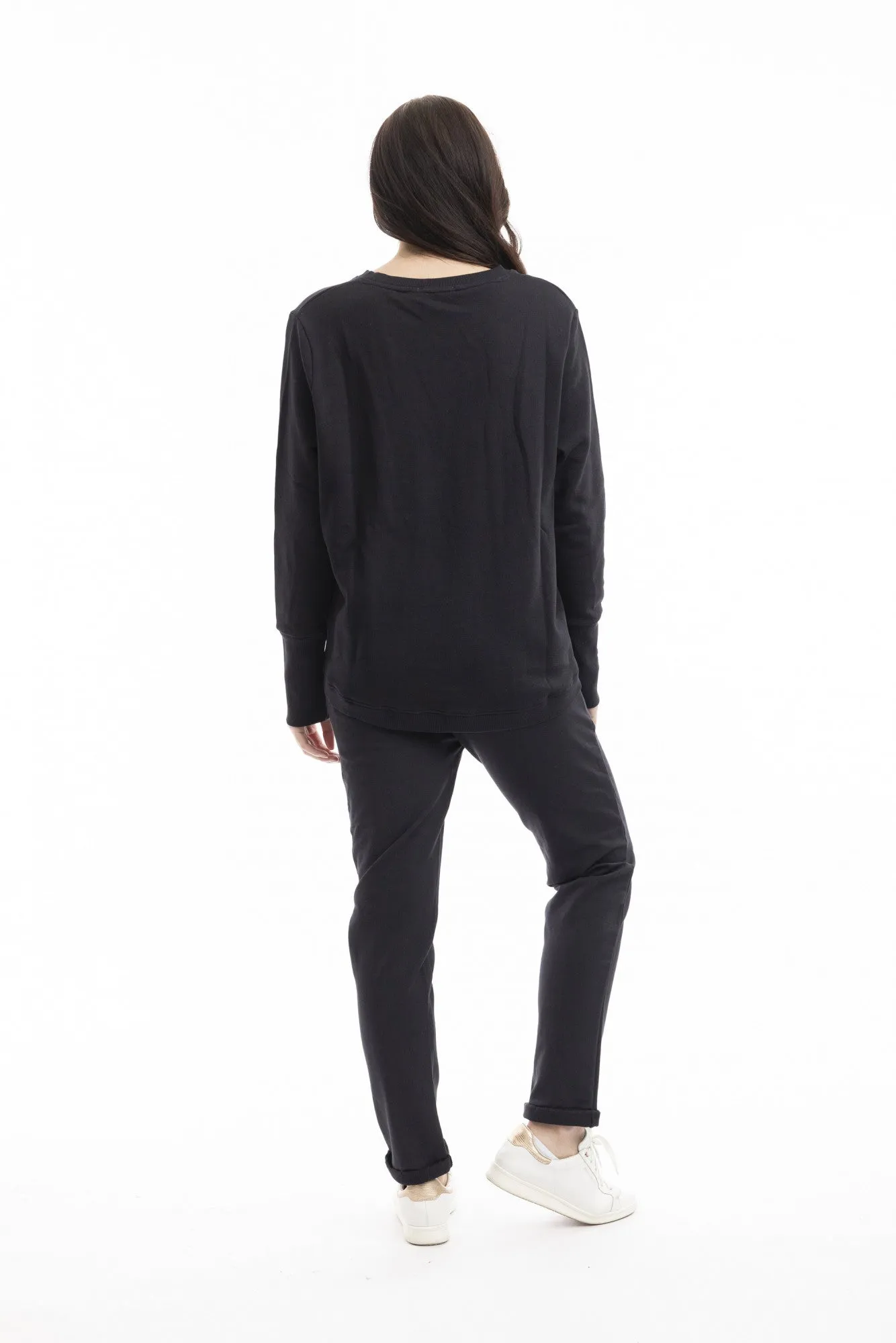 Black Knit Sweat Shirt - Orientique