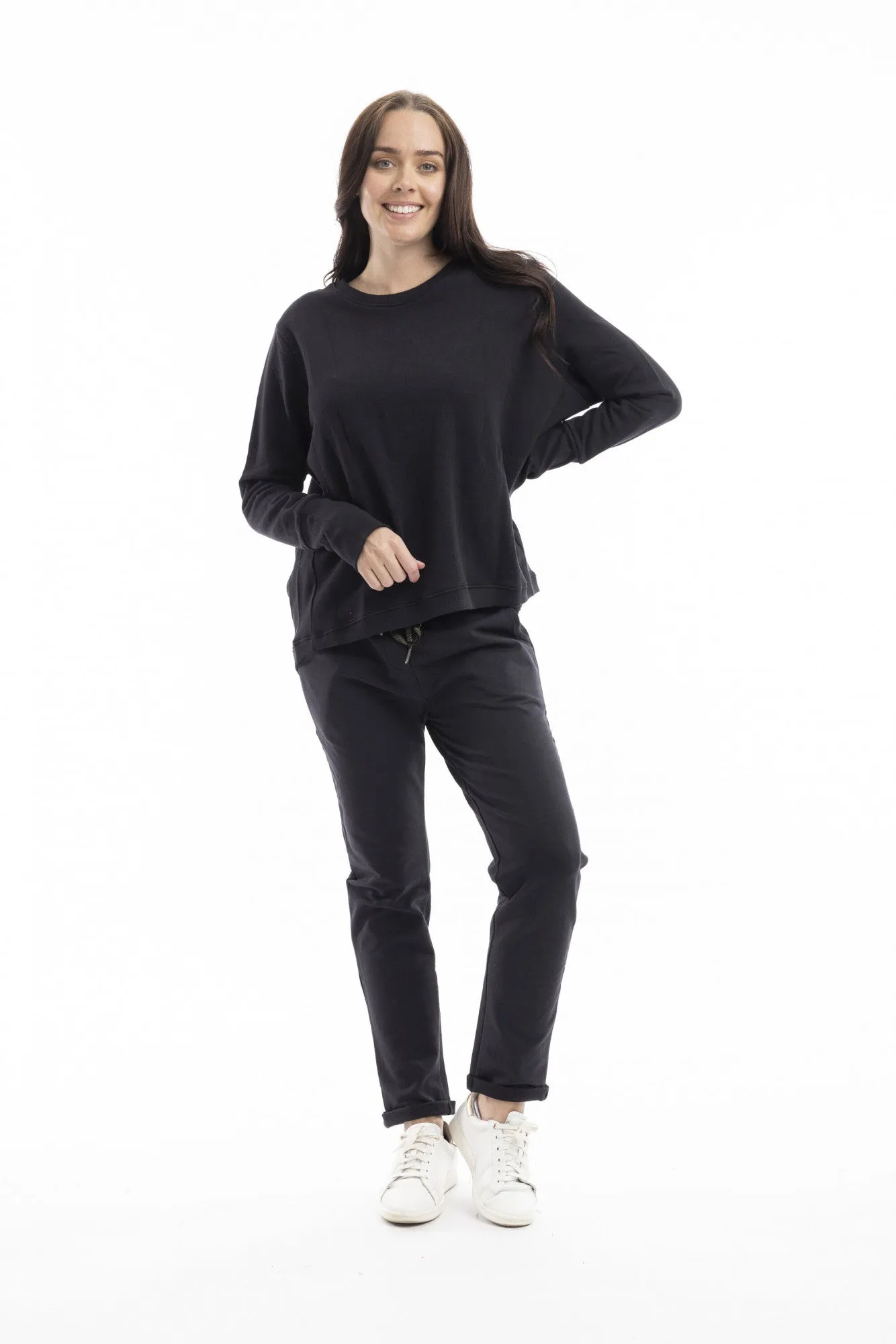 Black Knit Sweat Shirt - Orientique