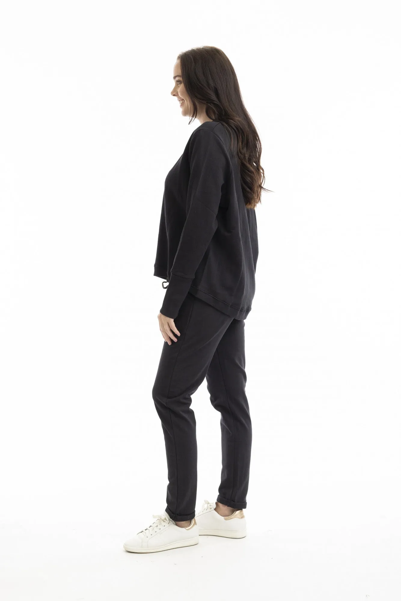 Black Knit Sweat Shirt - Orientique