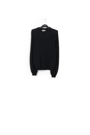 Black knit sweater with voluminous sleeves