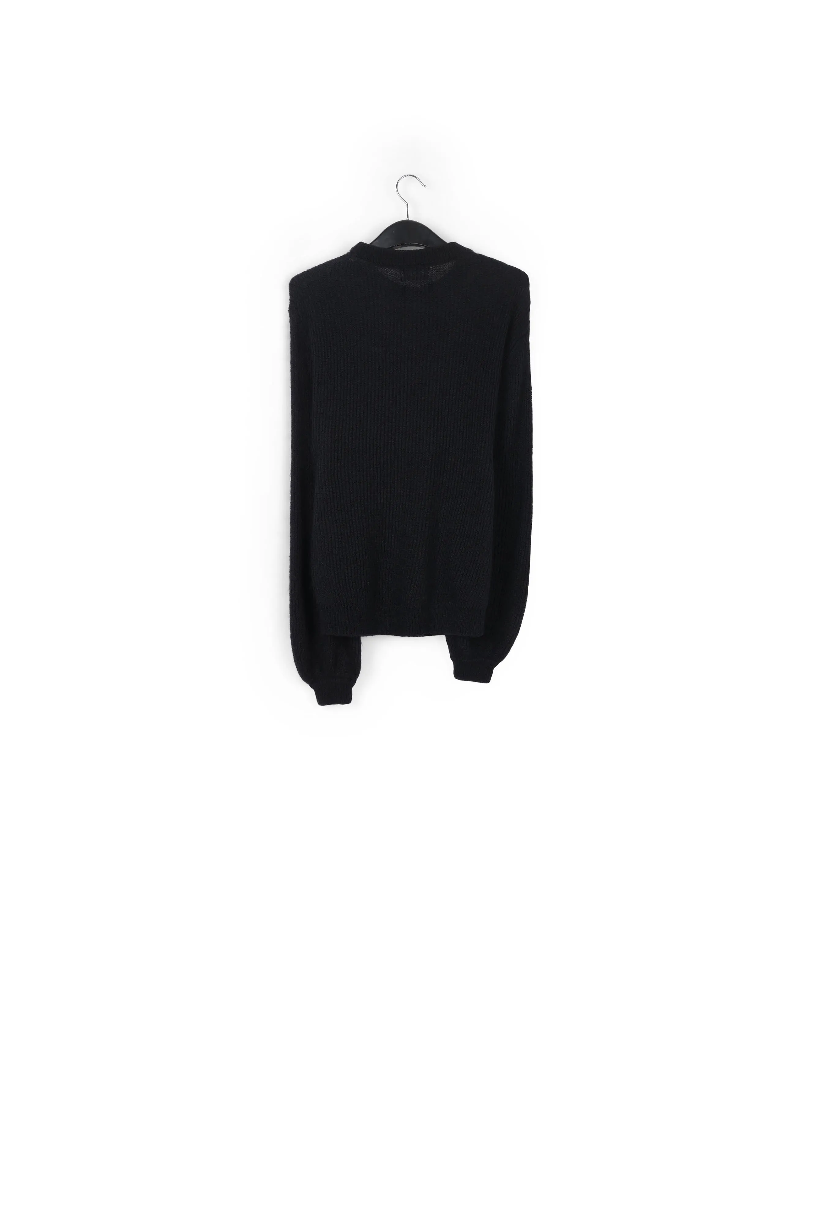 Black knit sweater with voluminous sleeves