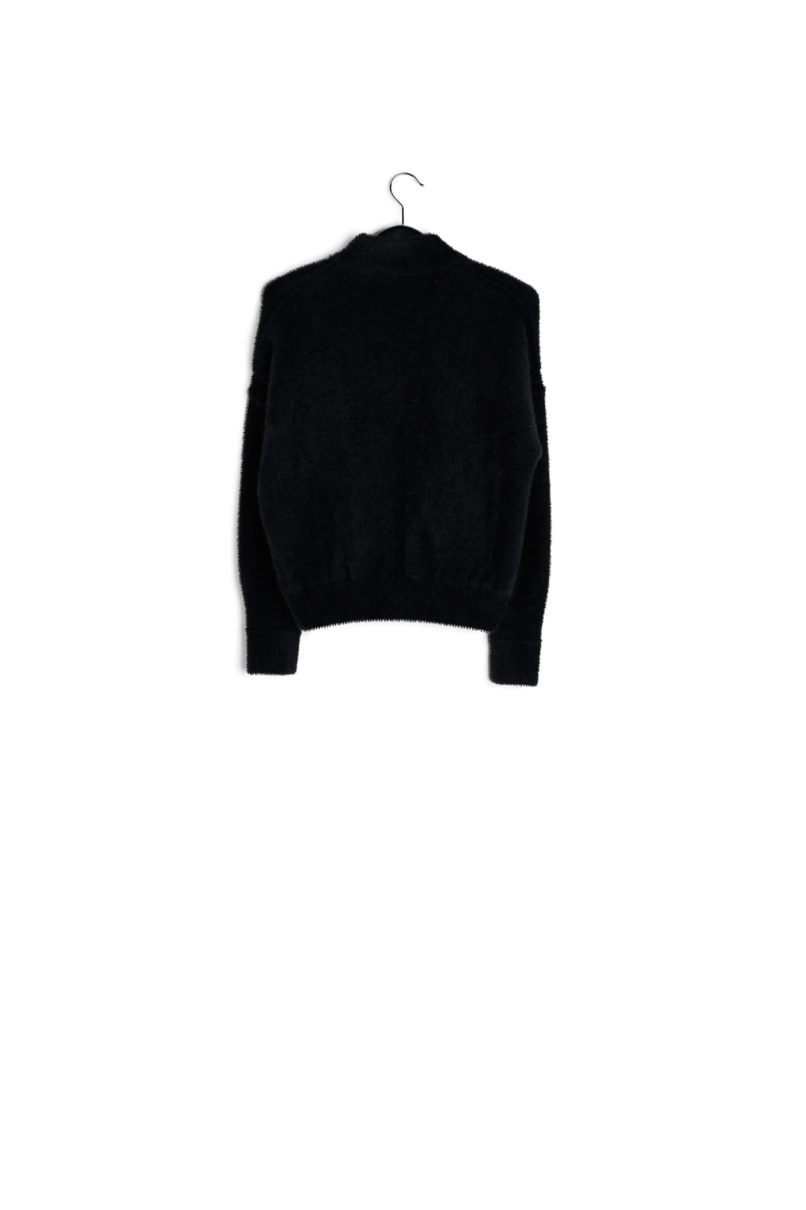 Black knitted cardigan with zipper
