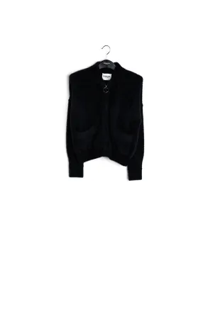 Black knitted cardigan with zipper