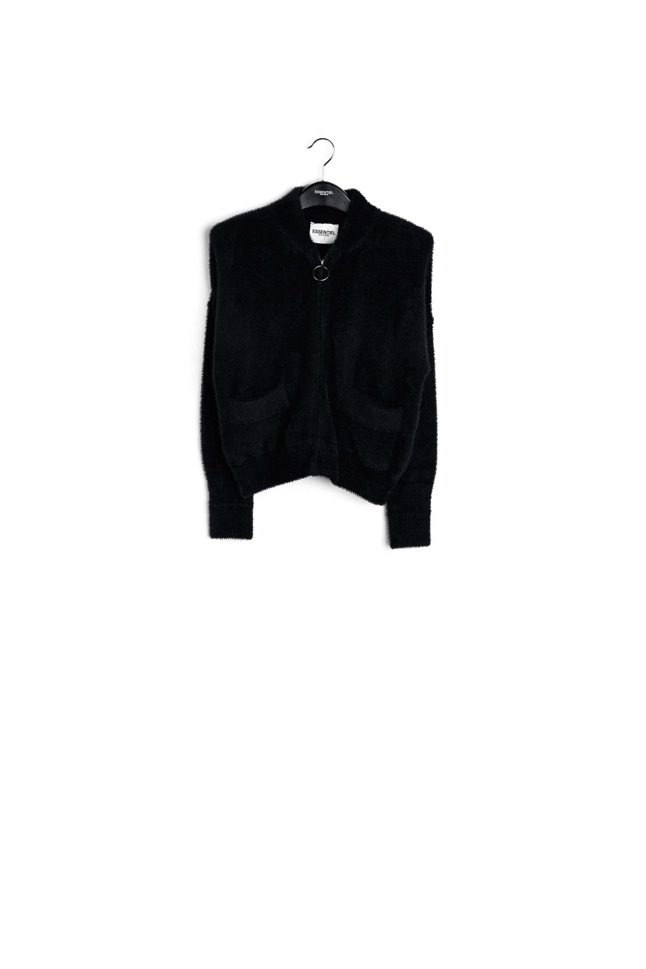 Black knitted cardigan with zipper