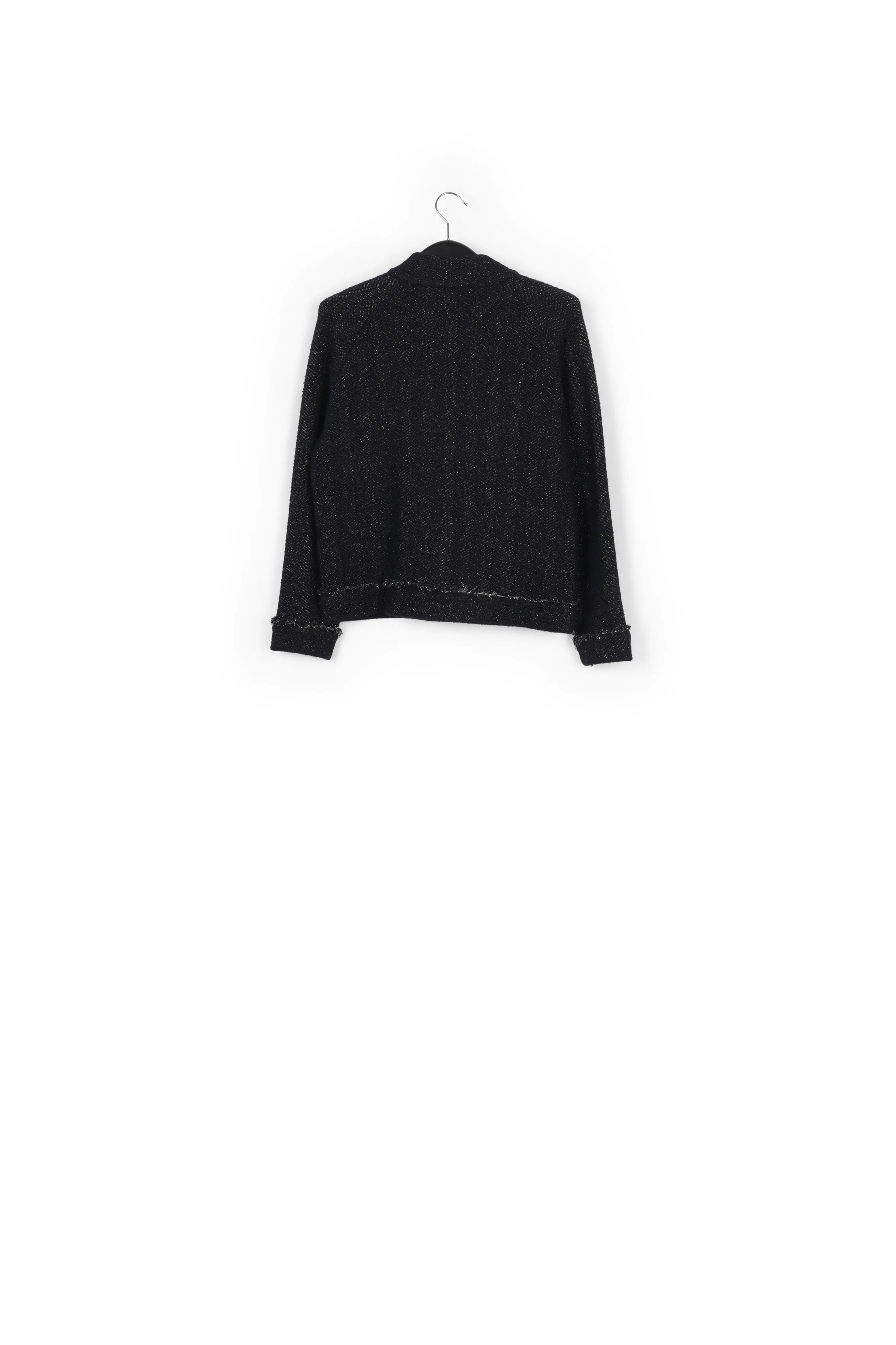 Black knitted short jacket with lurex details