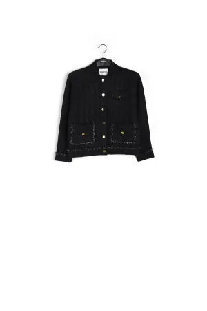 Black knitted short jacket with lurex details