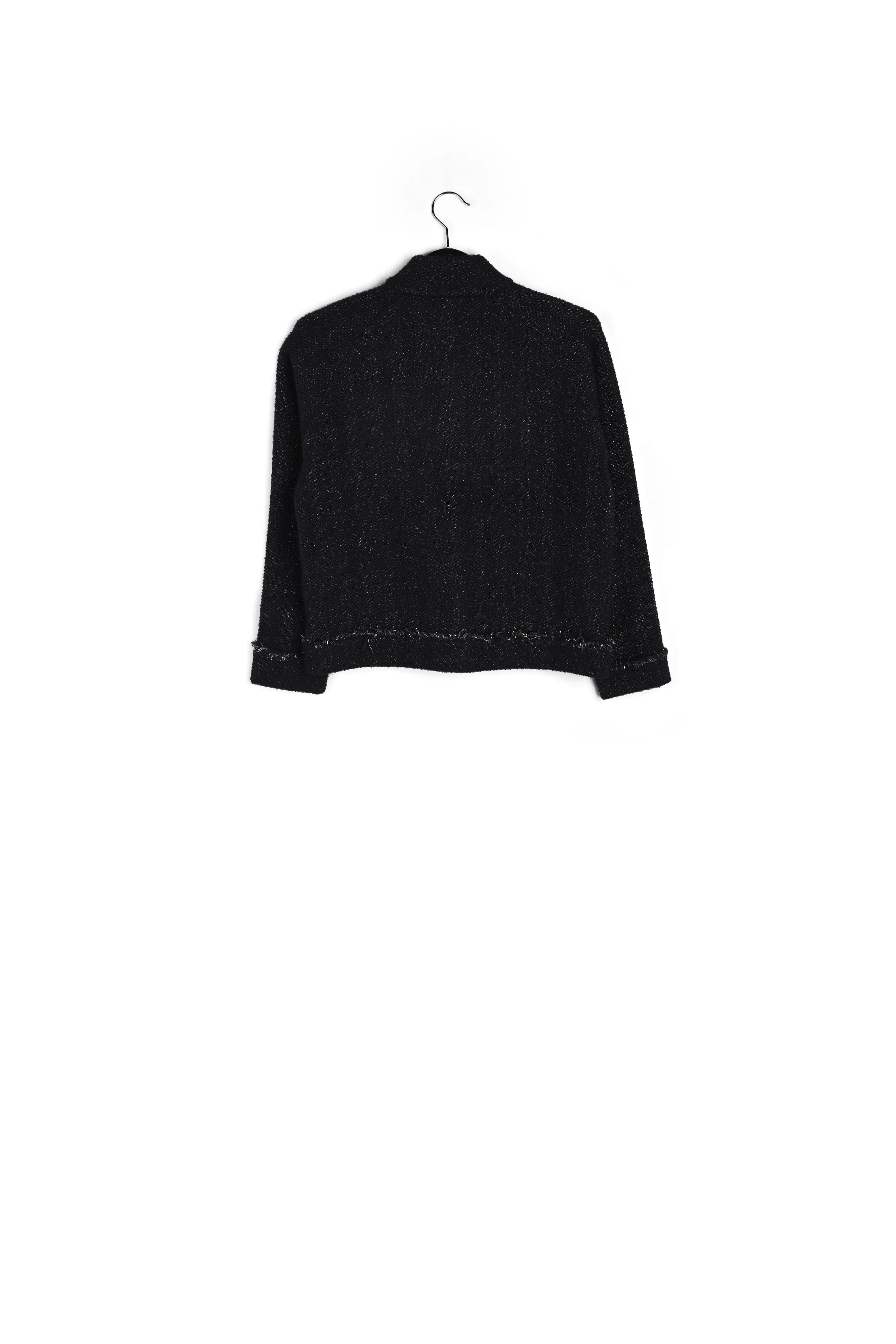 Black knitted short jacket with lurex details