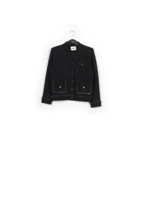 Black knitted short jacket with lurex details