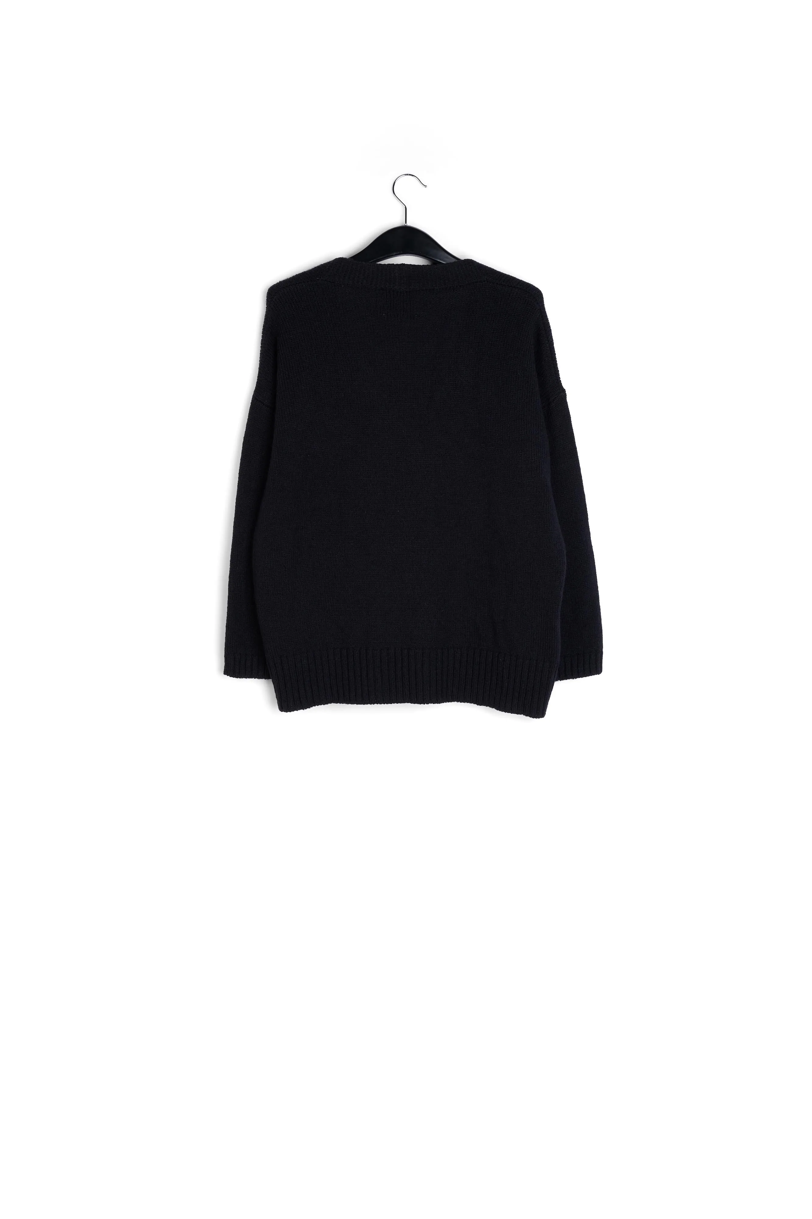 Black oversized cardigan with rhinestone buttons