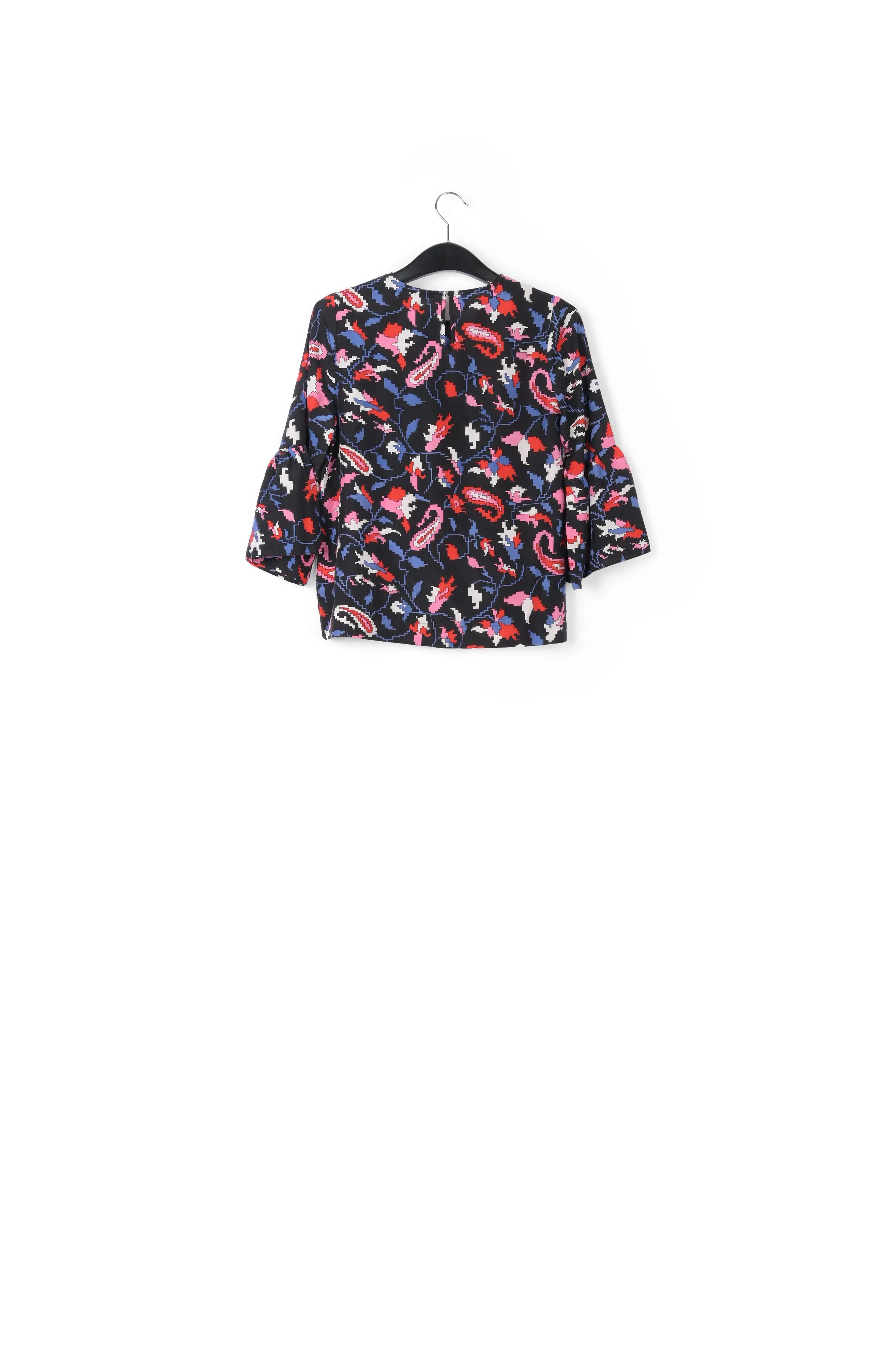 Black silk floral shirt