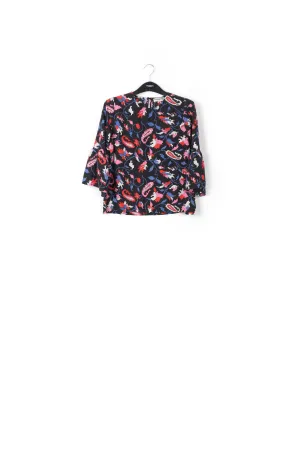 Black silk floral shirt