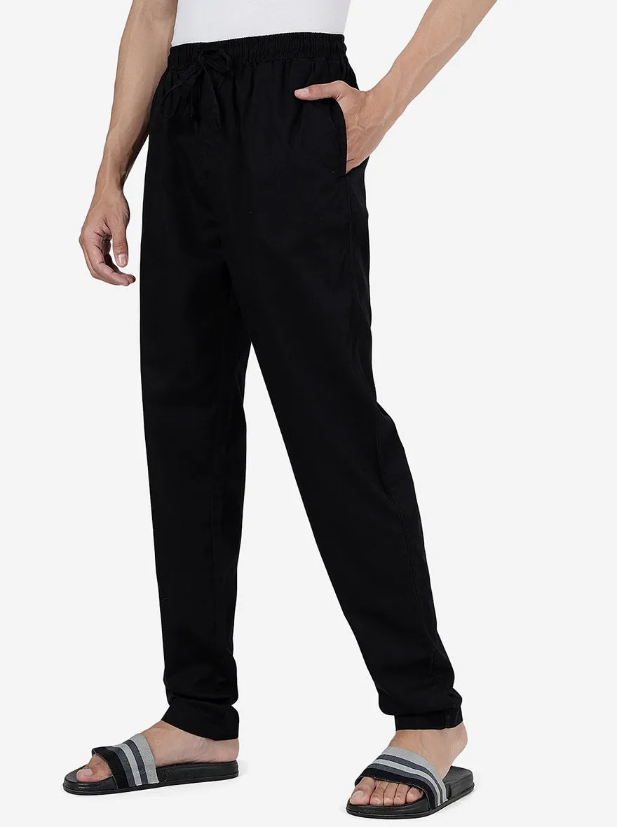 Black Solid Slim Fit Track Pant | JadeBlue