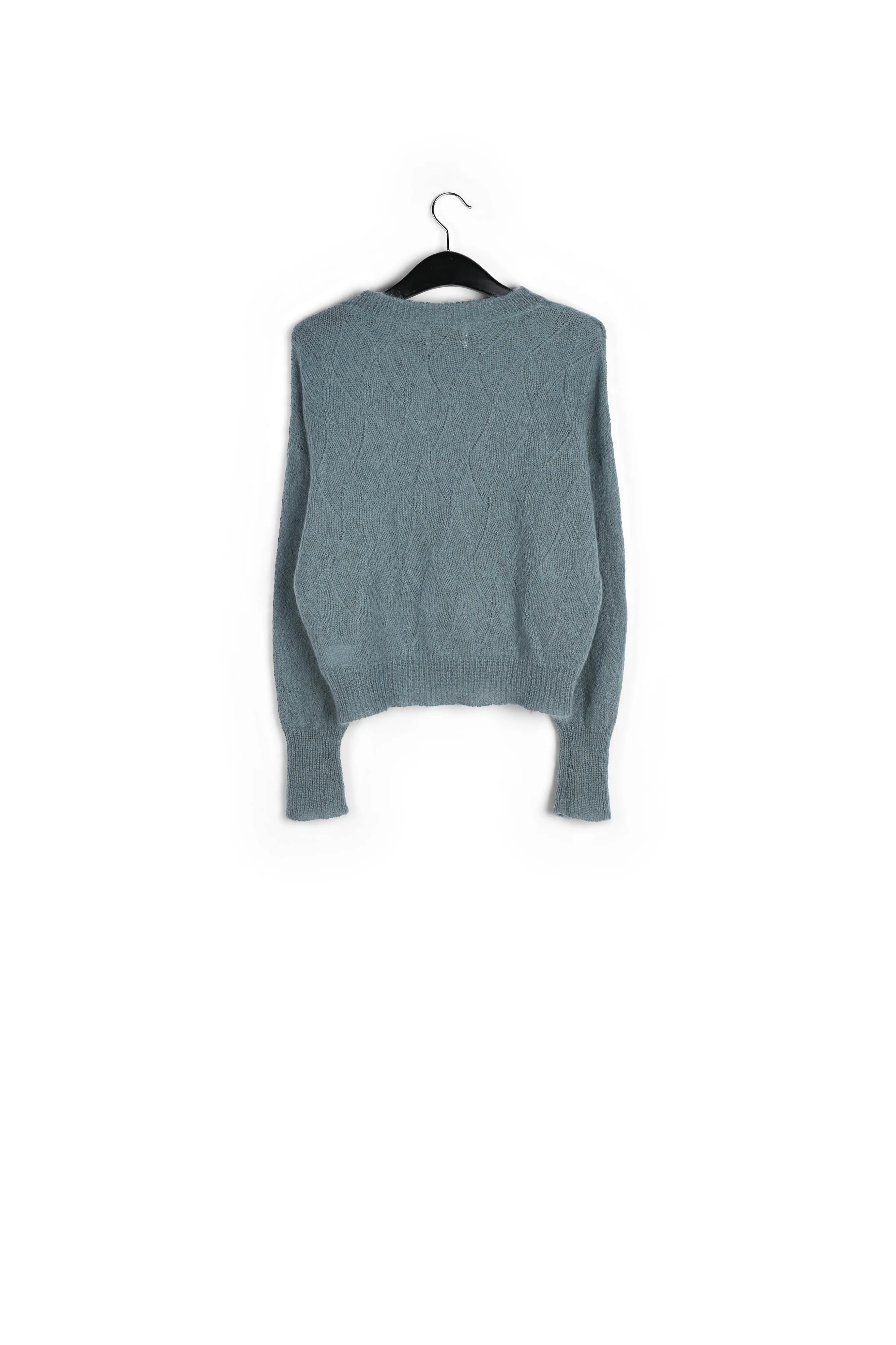 Blue ajour-knitted mohair sweater