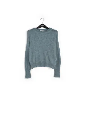 Blue ajour-knitted mohair sweater