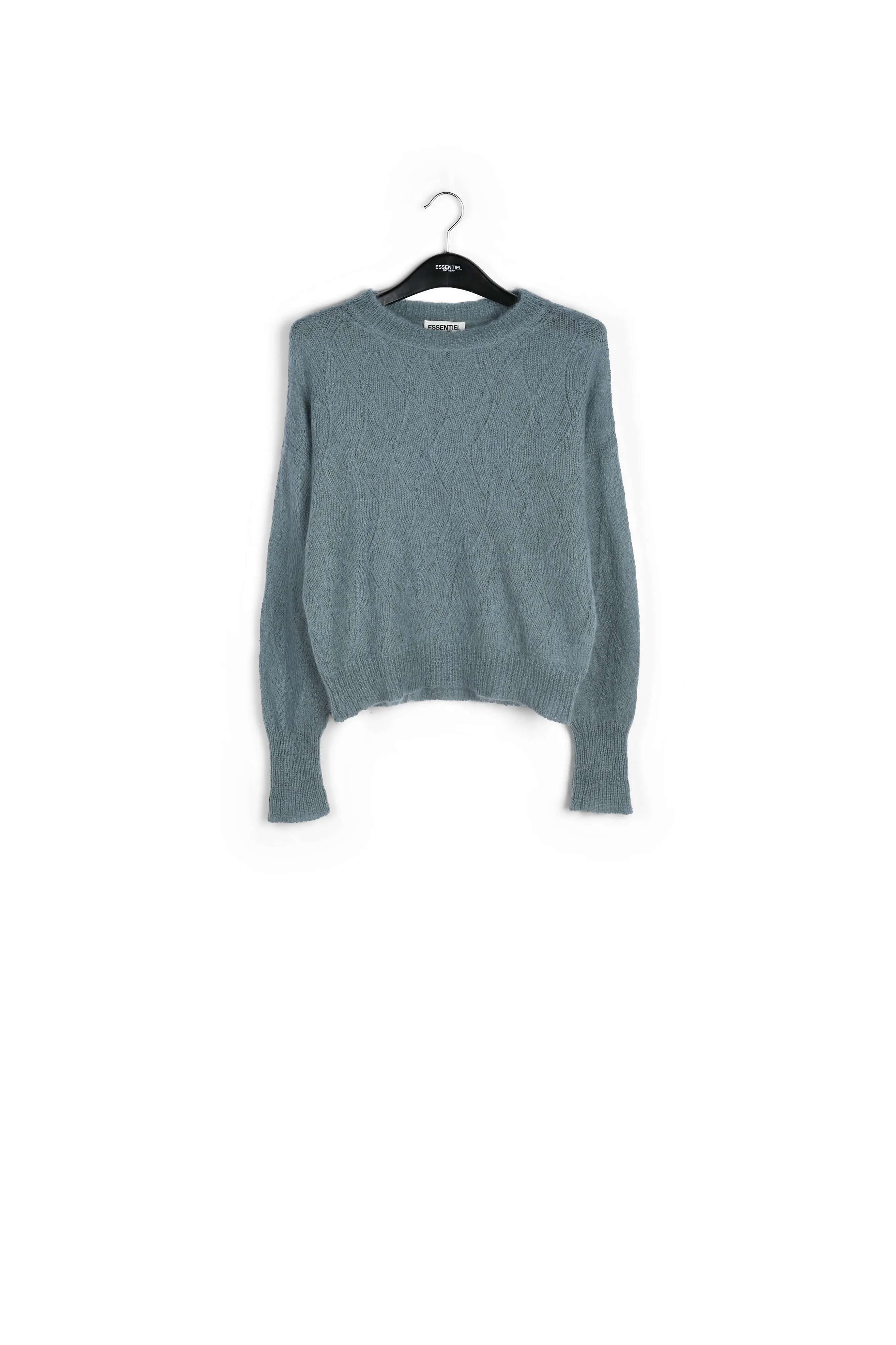 Blue ajour-knitted mohair sweater