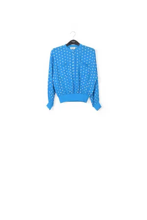 Blue and white polka-dot loose-fit top