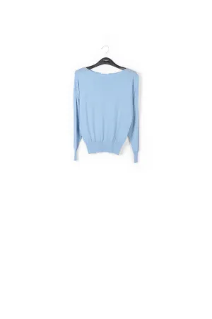 Blue fine knit wool-blend sweater
