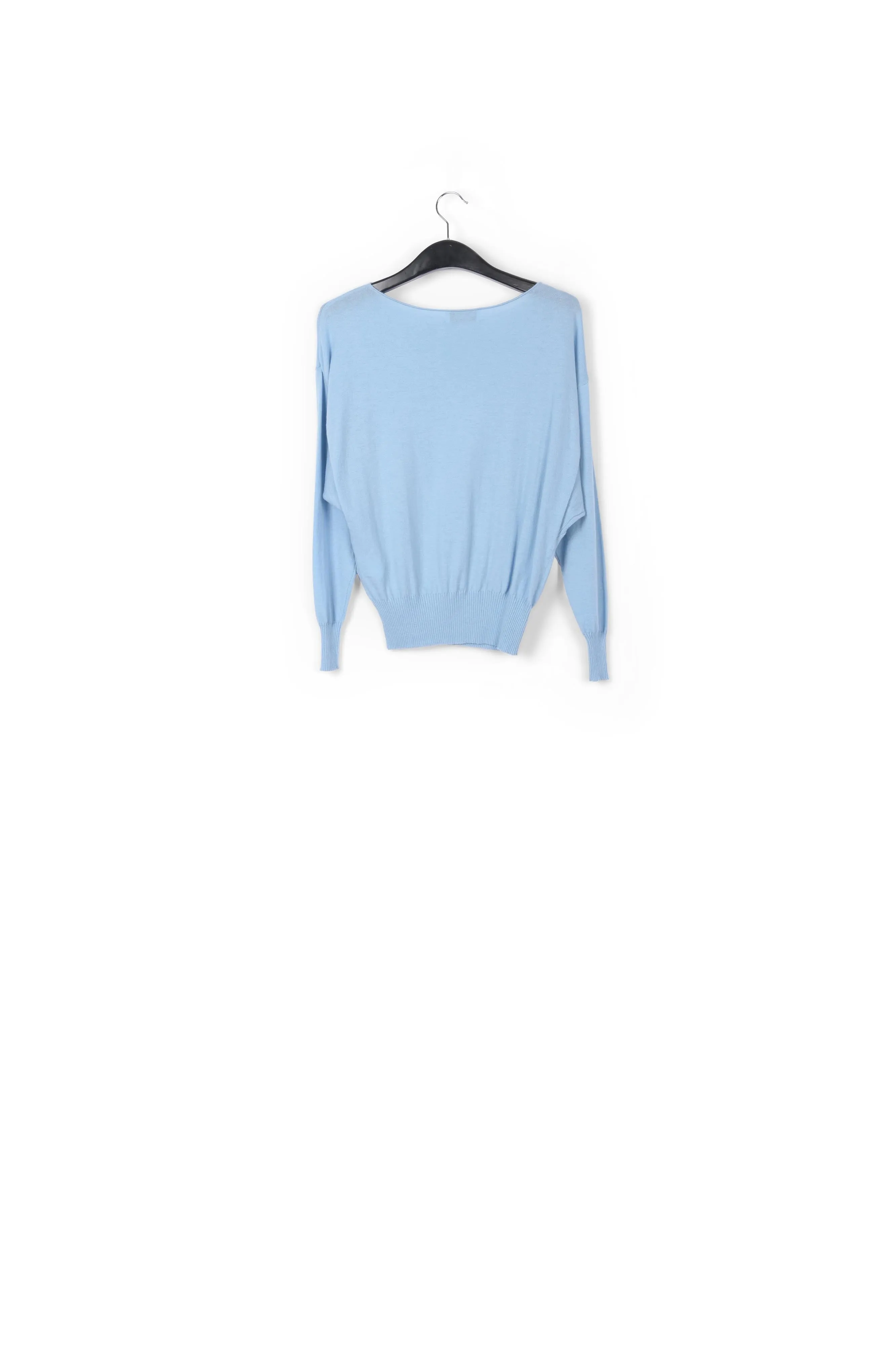 Blue fine knit wool-blend sweater