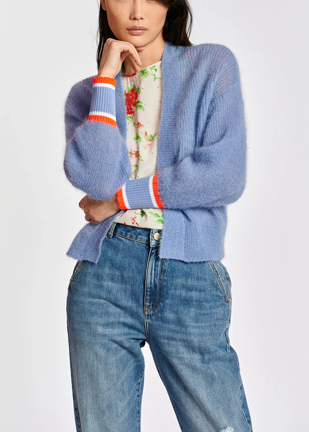 Blue kid mohair cardigan