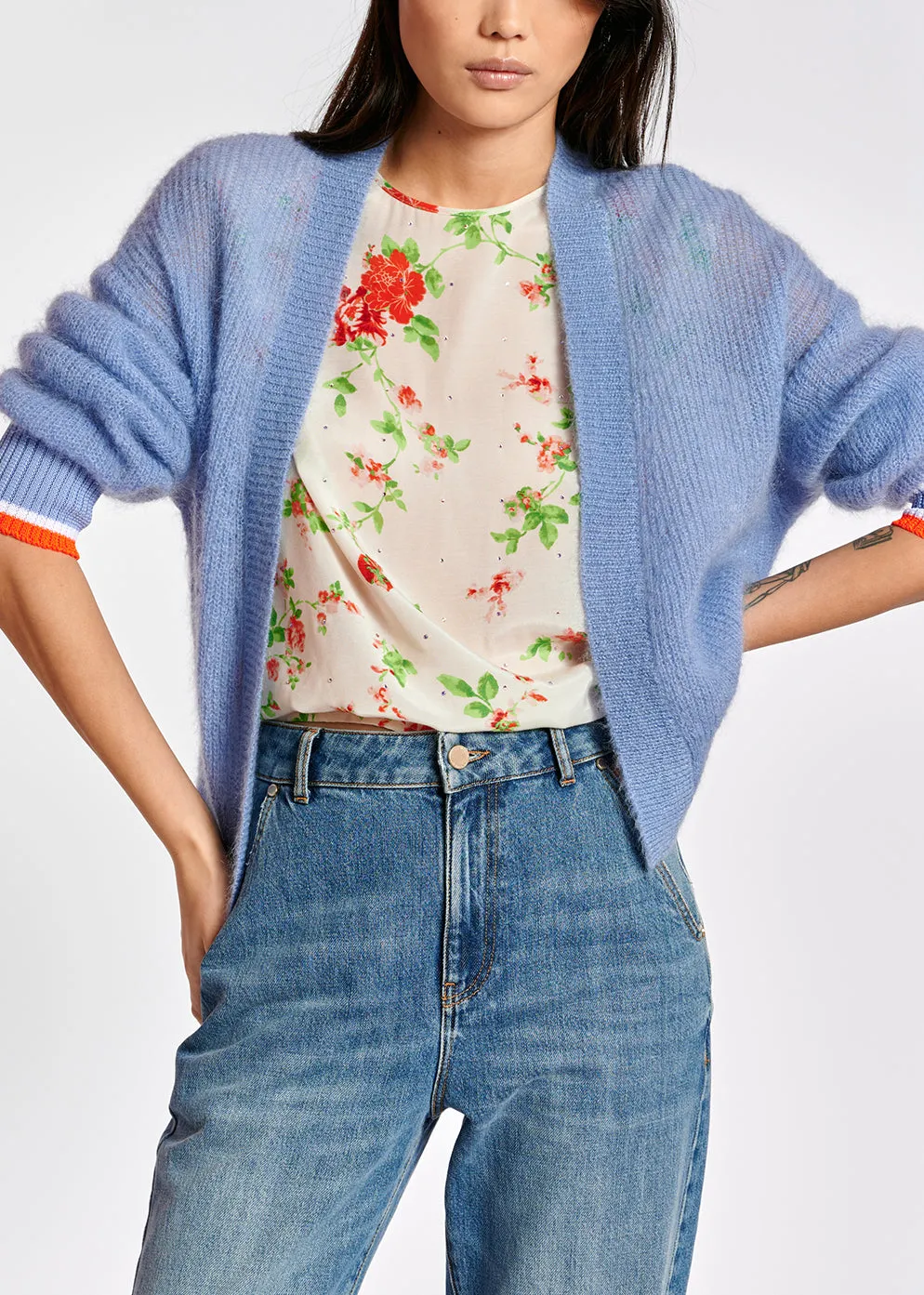 Blue kid mohair cardigan