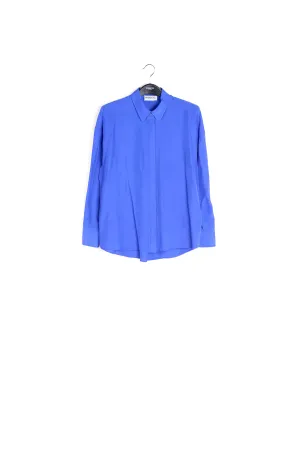 Blue loose-fit silk shirt