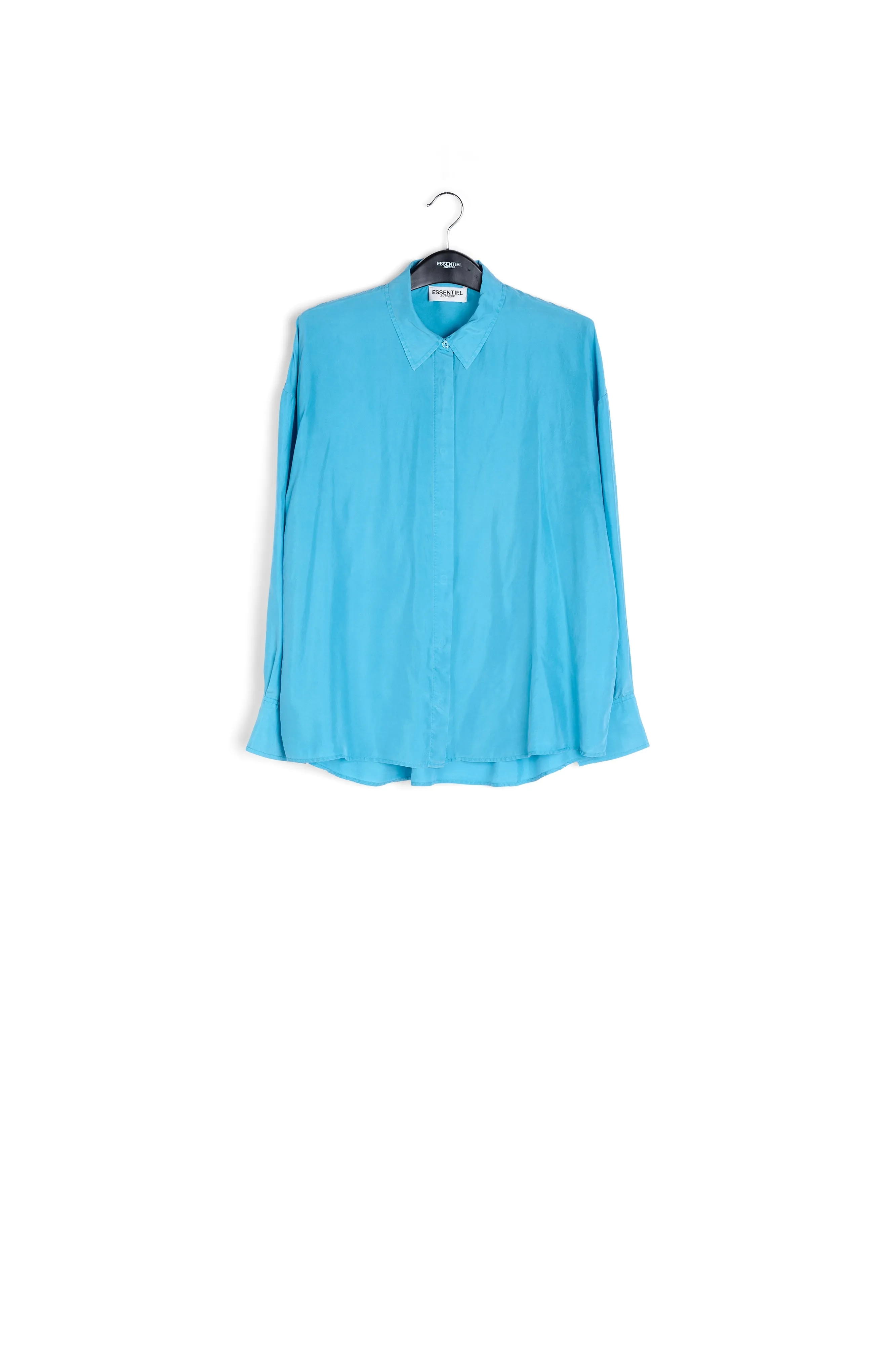 Blue loose-fit silk shirt