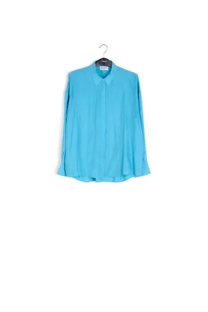 Blue loose-fit silk shirt
