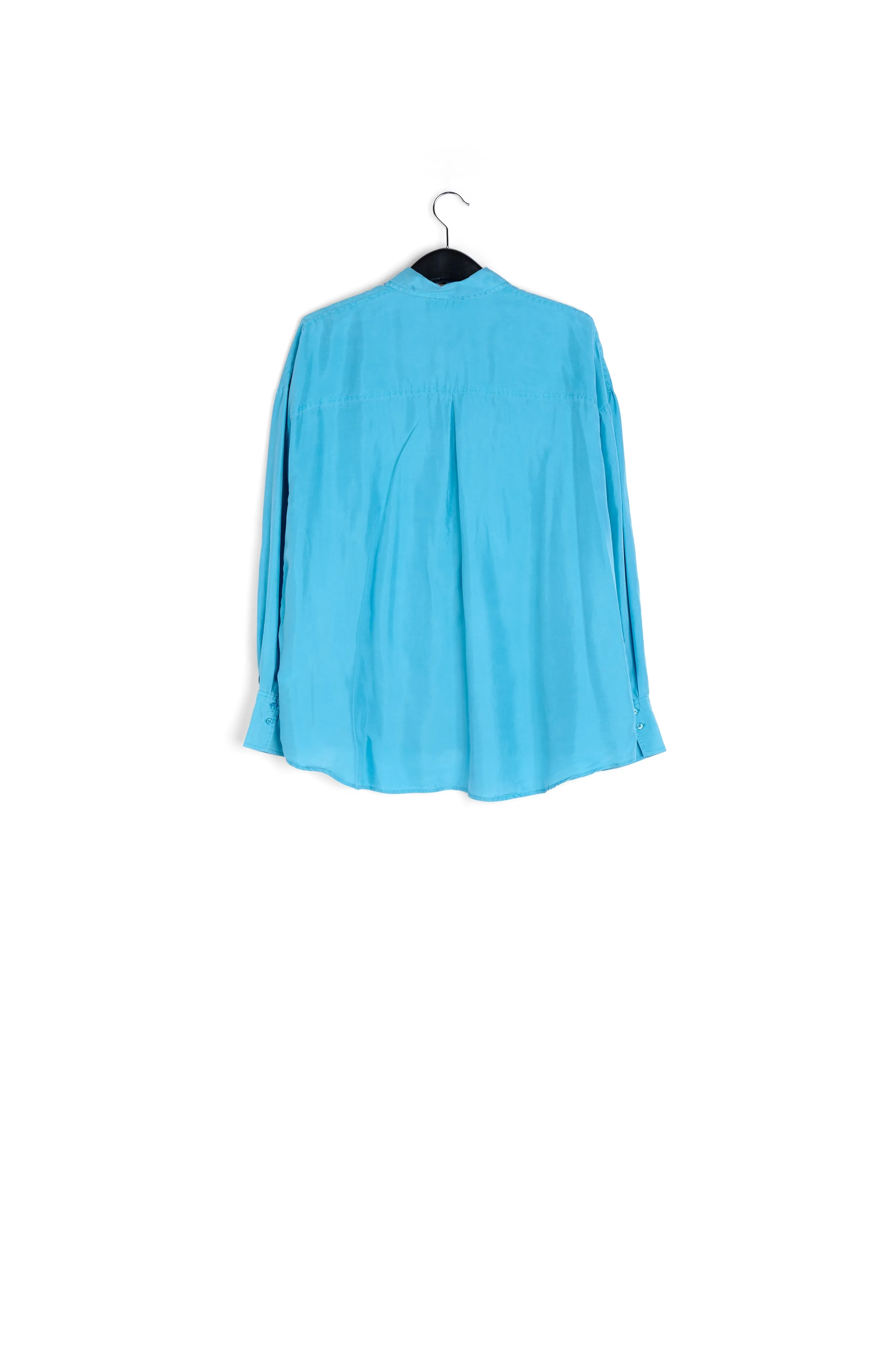 Blue loose-fit silk shirt