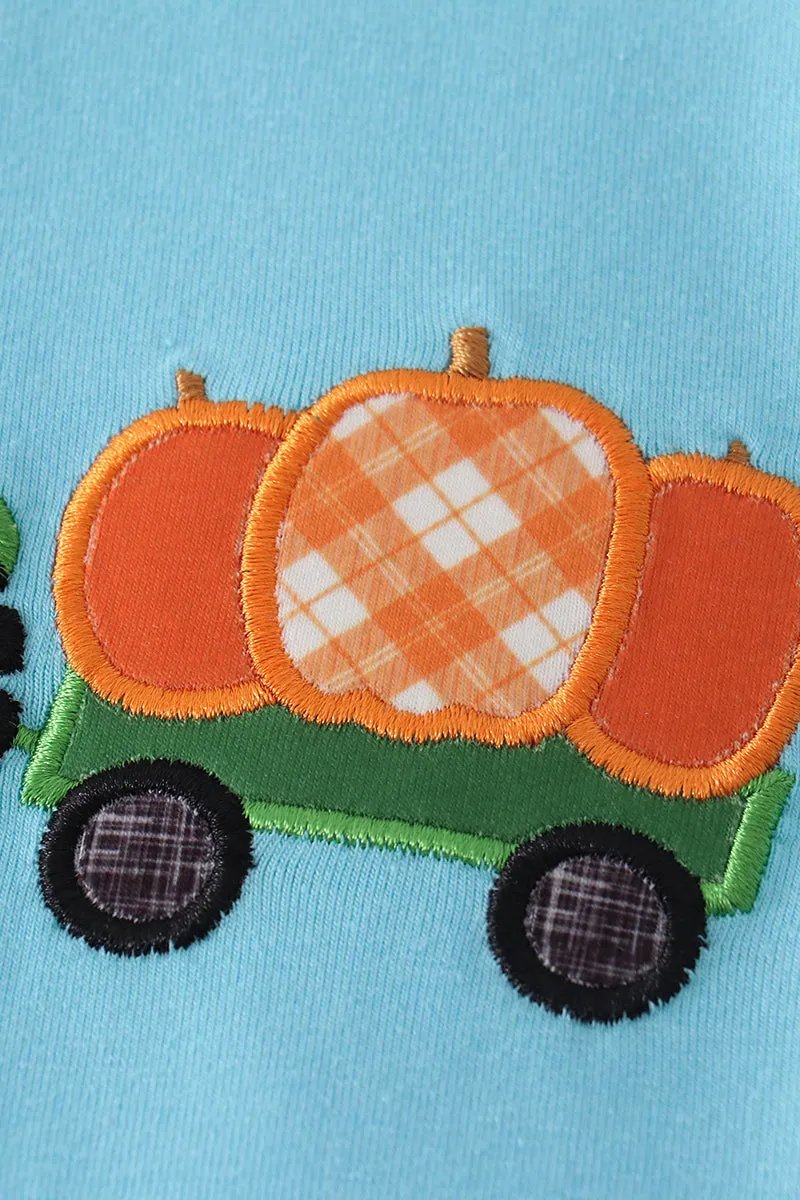 Blue Truck Pumpkin Applique Girl Set