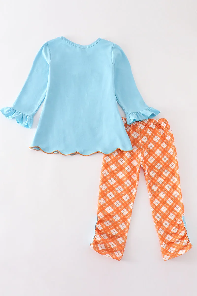 Blue Truck Pumpkin Applique Girl Set