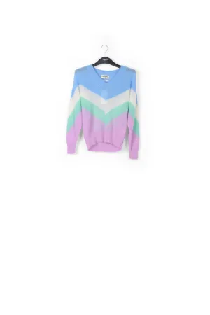 Blue, white and purple v pattern sweater