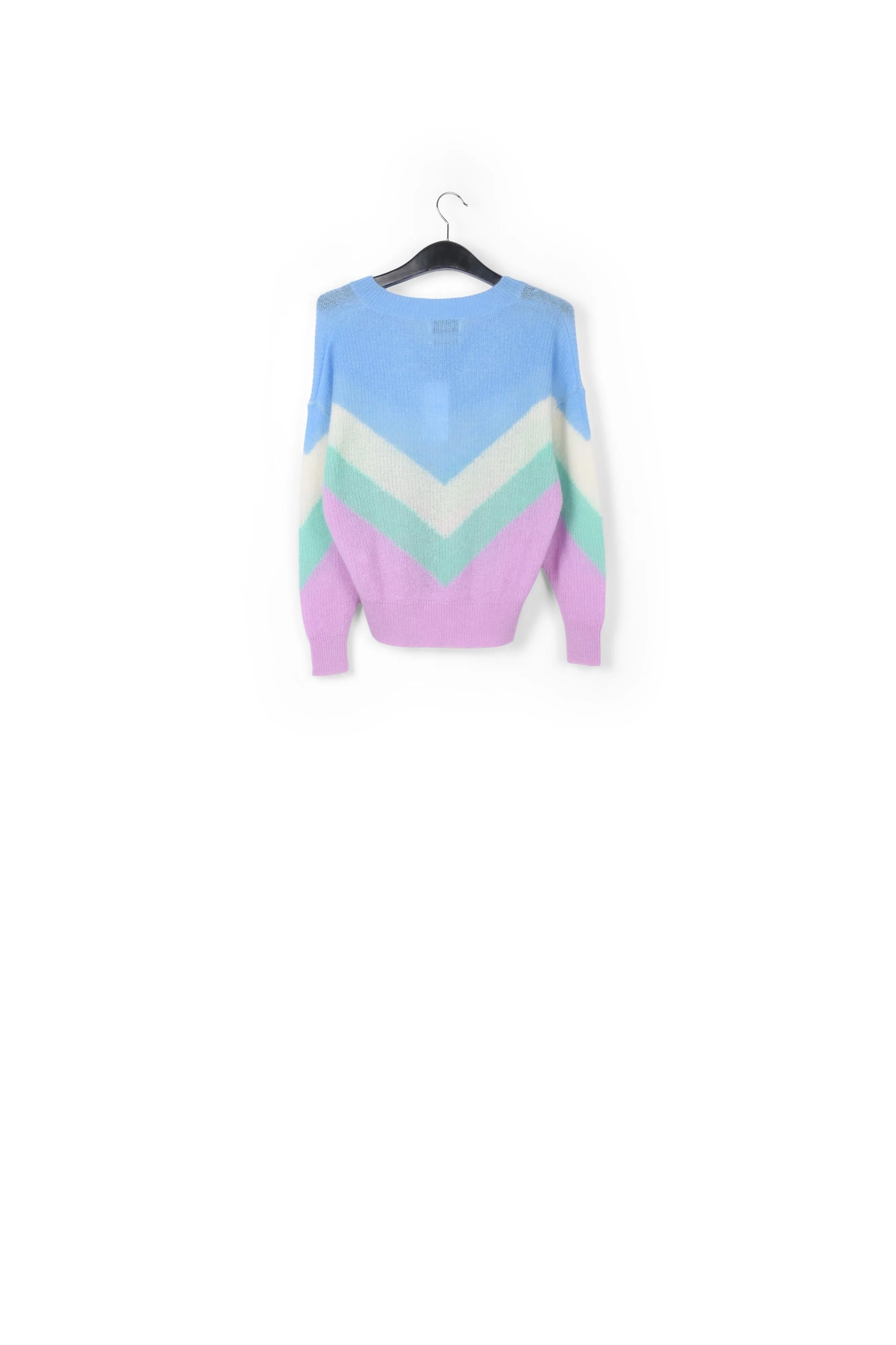 Blue, white and purple v pattern sweater