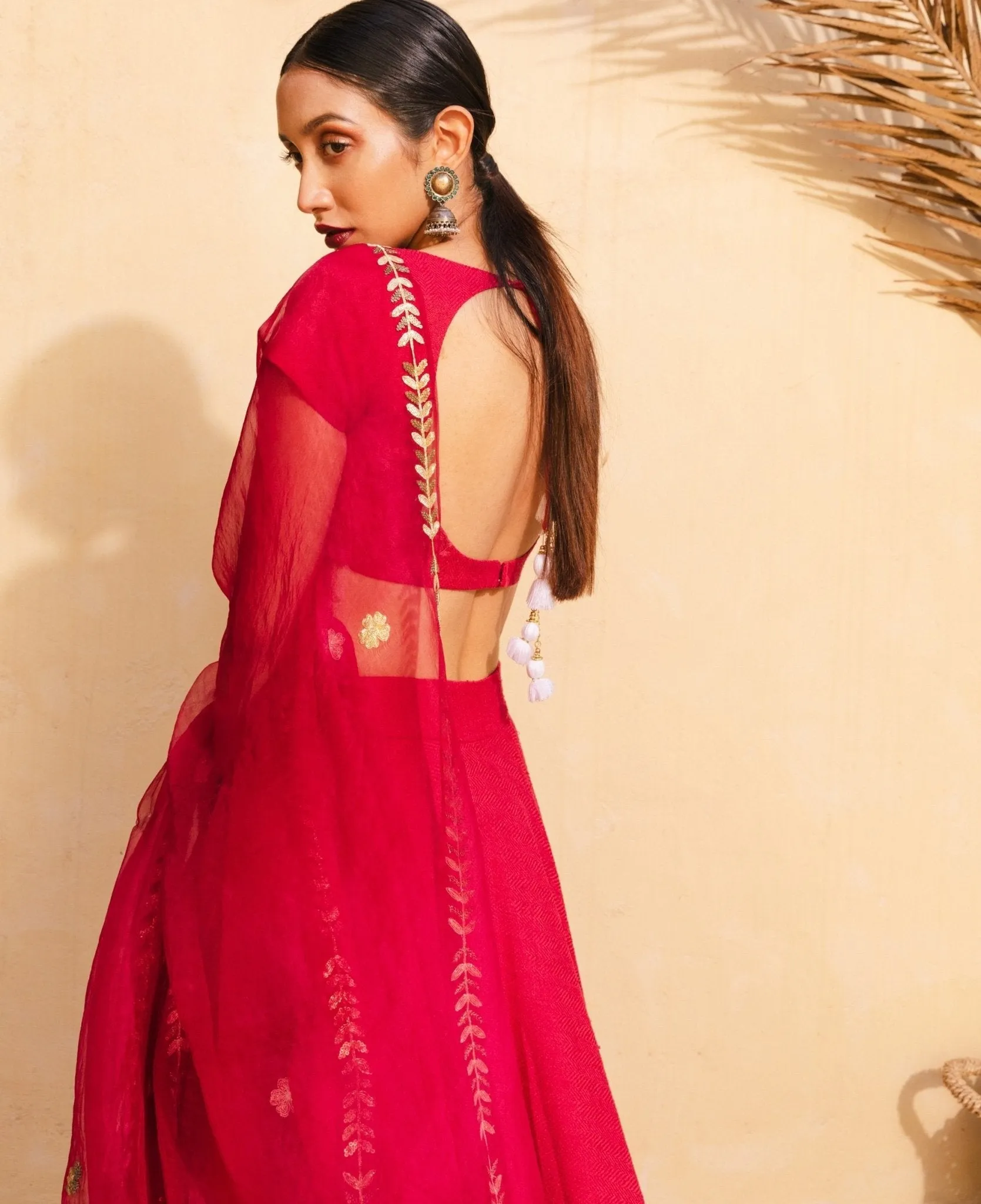 Bohemian Bridal Red Bridal Lehenga Set