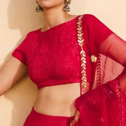 Bohemian Bridal Red Bridal Lehenga Set