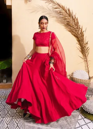 Bohemian Bridal Red Bridal Lehenga Set