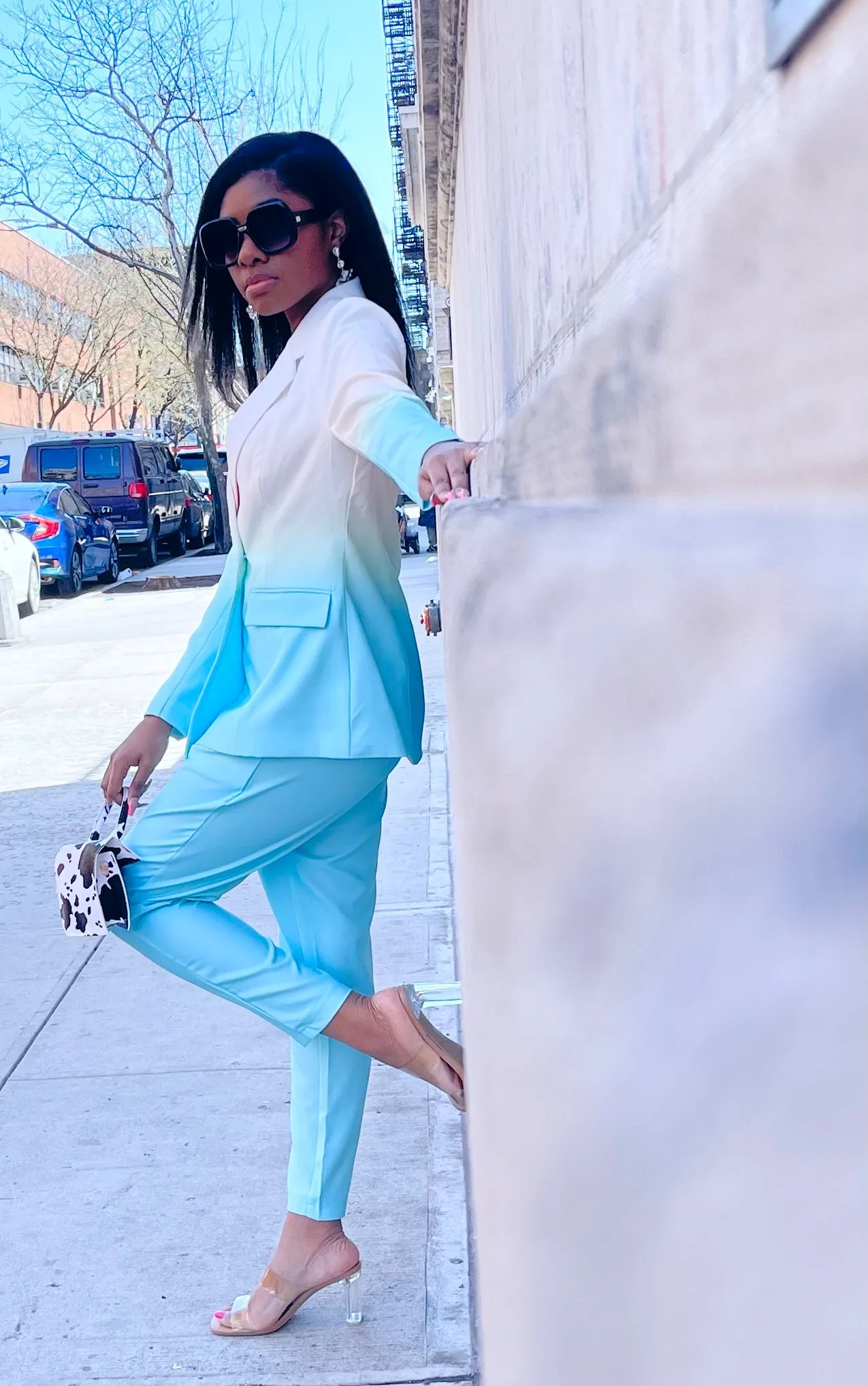 Boss Print- Blue Ombre Pants set