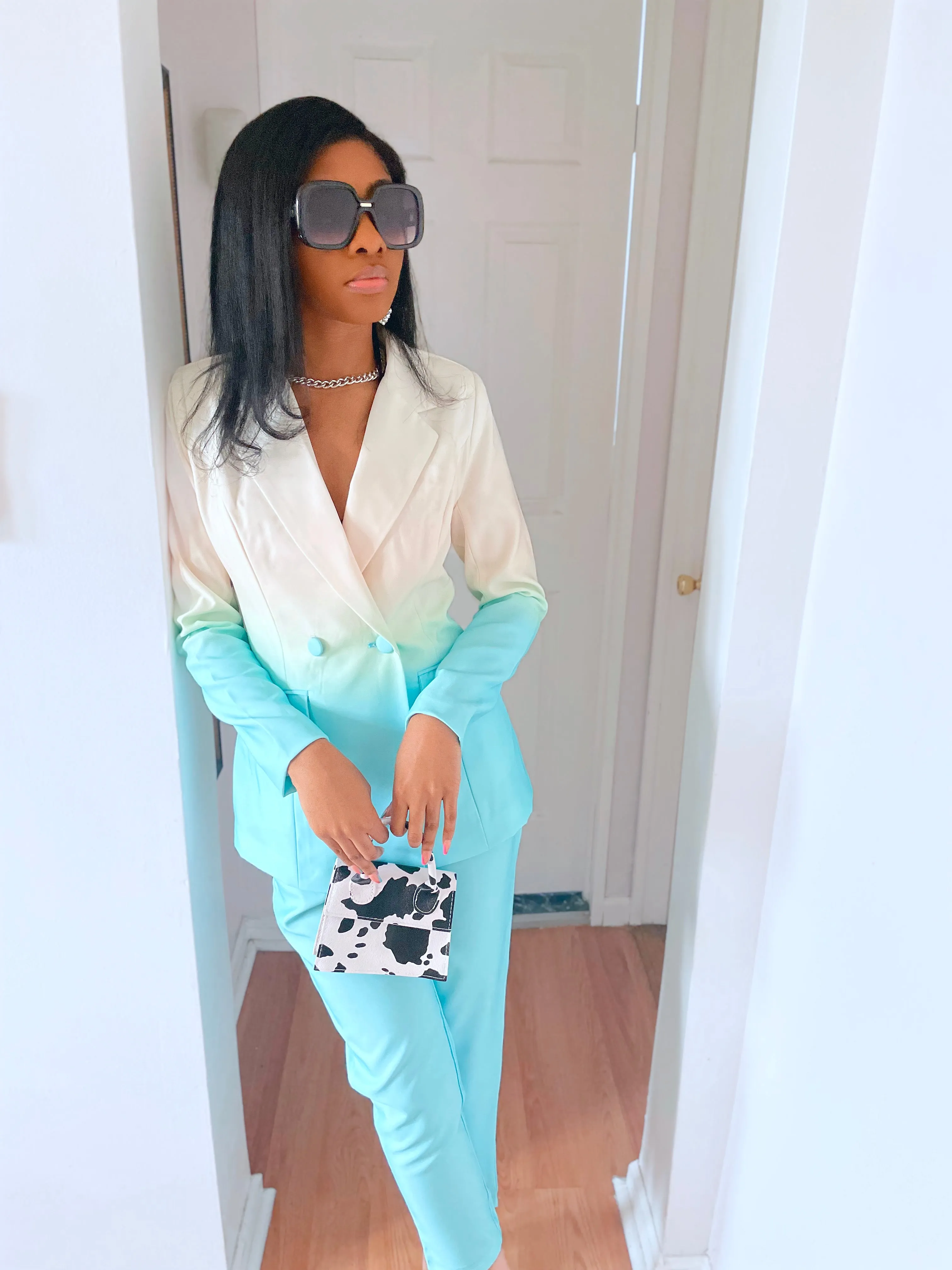 Boss Print- Blue Ombre Pants set