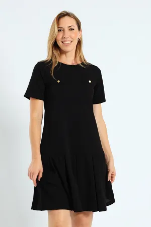 Box Pleated Hem Shift Dress
