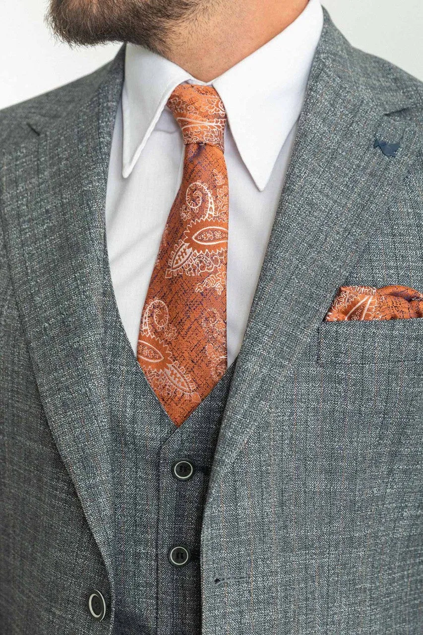 Brabion Rocco Navy Blue Slim Fit Notch Lapel 3 Piece Crosshatch Suit